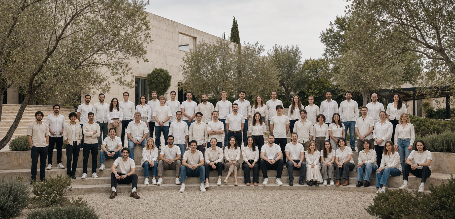 Lumethica specialist team gathered outdoors in a courtyard